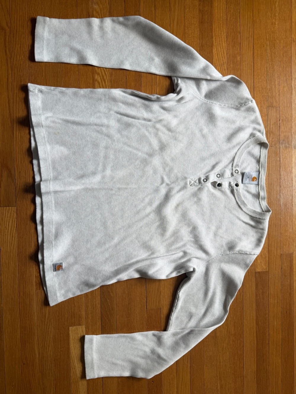 Carhartt women’s  Crewneck Henley Sweater in White/oatmeal color